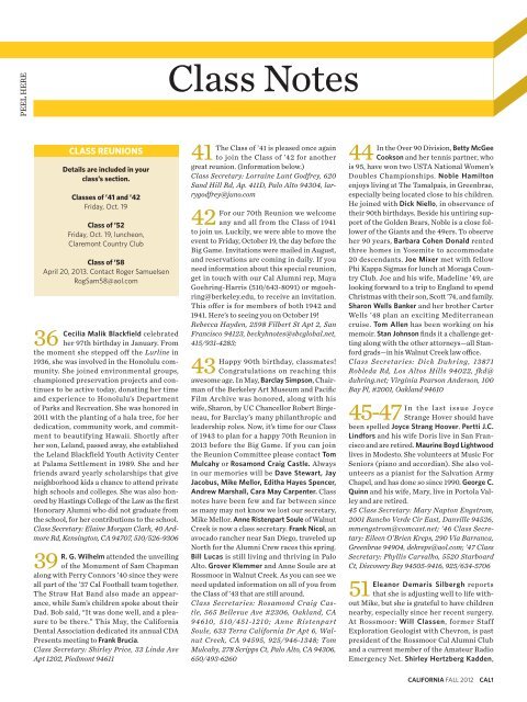 Class Notes - Cal Alumni Association